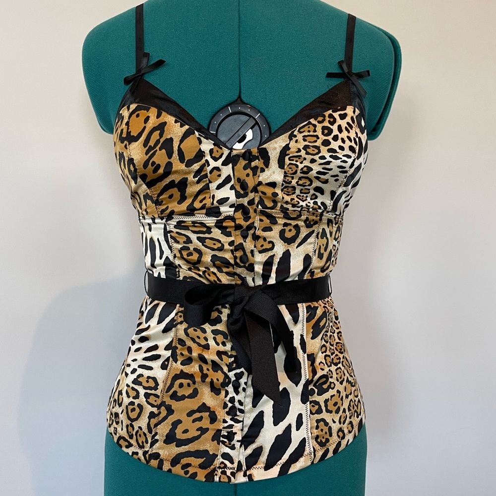 GUESS Leopard Print Corset Camisole Top